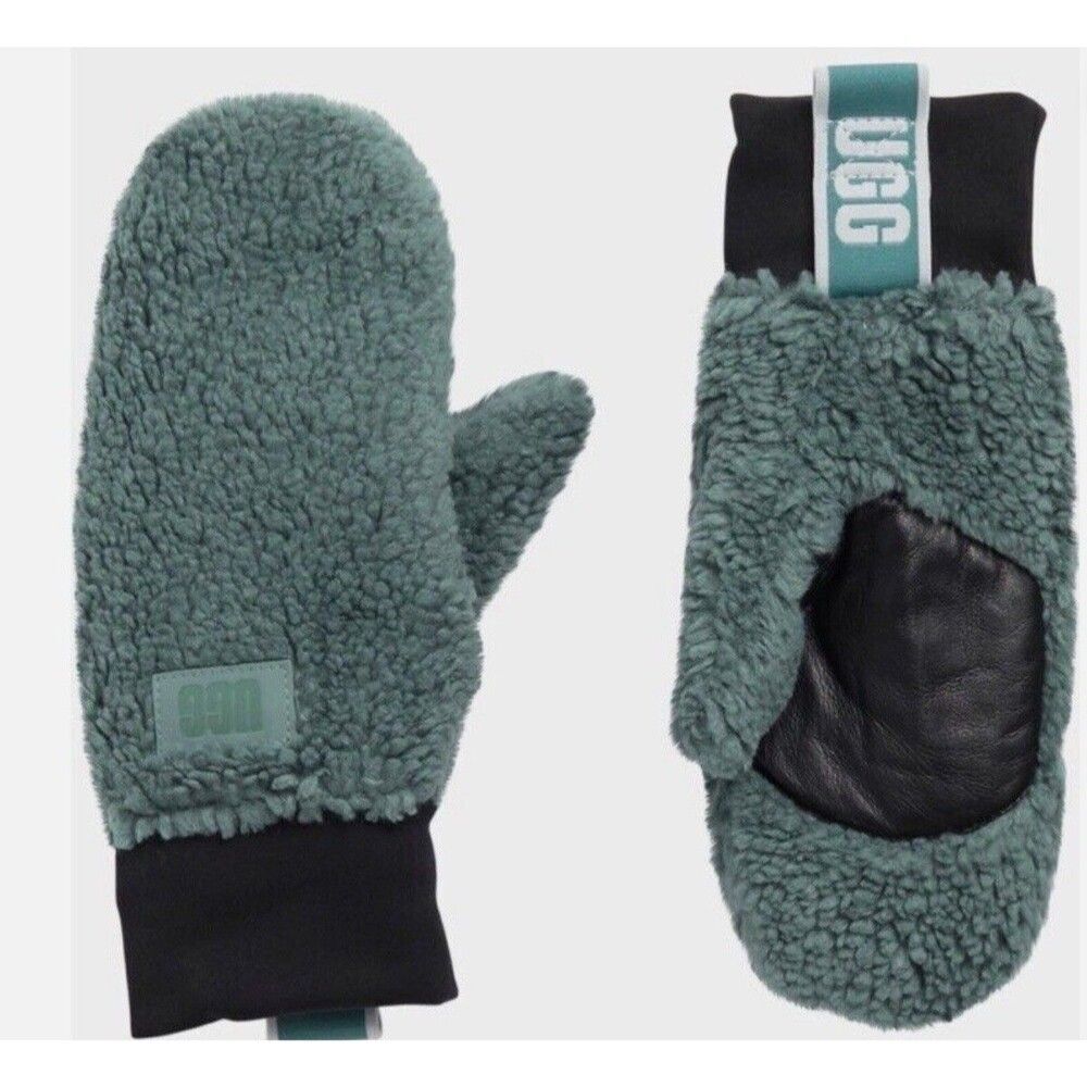 UGG Mittens Small/Medium Aloe Vera Green Fleece Logo Tape New with tag